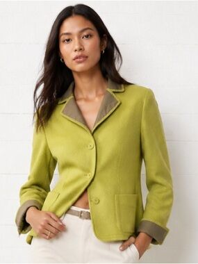 LUISA CERANO Blazer Wool Chartreuse Purple Yellow Green